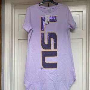 Purple Sequin Logo T-Shirt-LSU